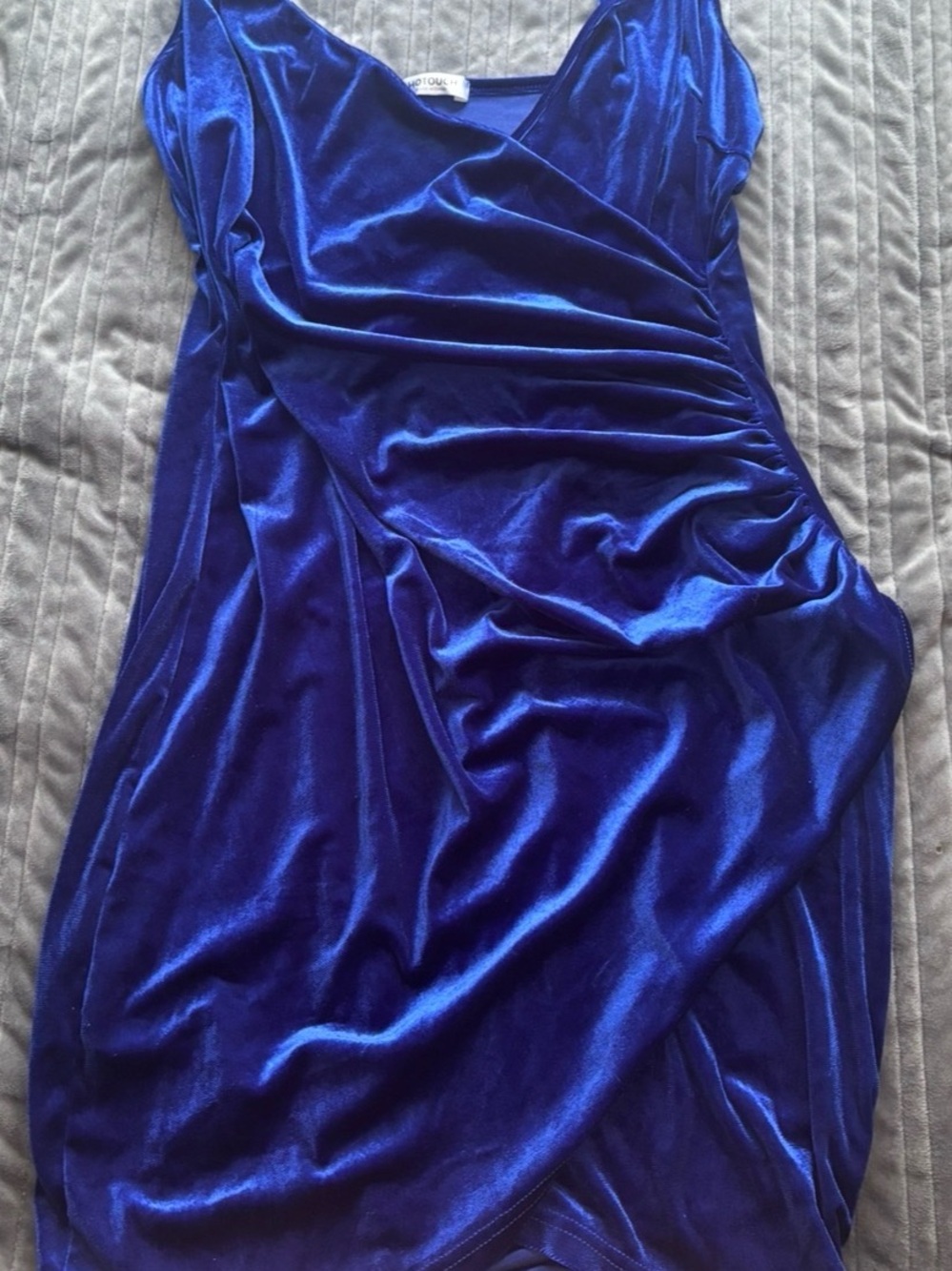 Elegant Cobalt Velvet Ruched Mini Dress